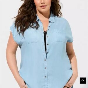 Torrid Button Up Dolman Chambray Shirt, 1X
